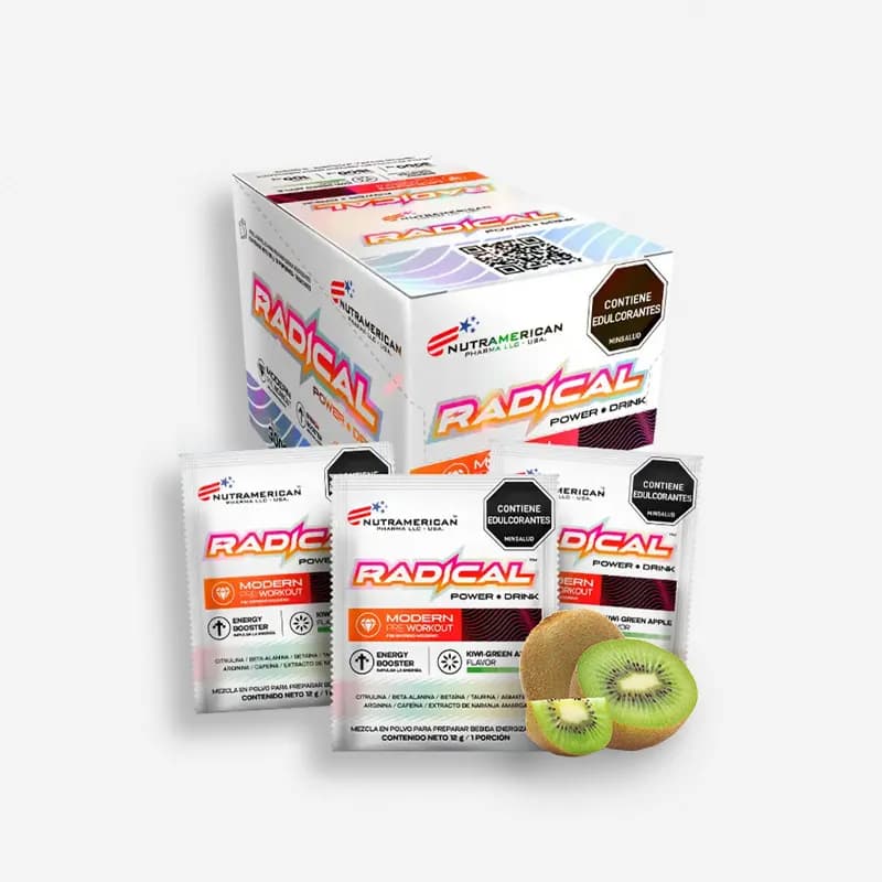 RADICAL POWER DRINK CAJA X18 SOBRES KIWI GREEN APPLE, vista principal
